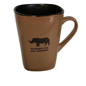 Columbus Zoo & Aquarium Rhino Design Ceramic Mug Brown Black‎ 4.75"
